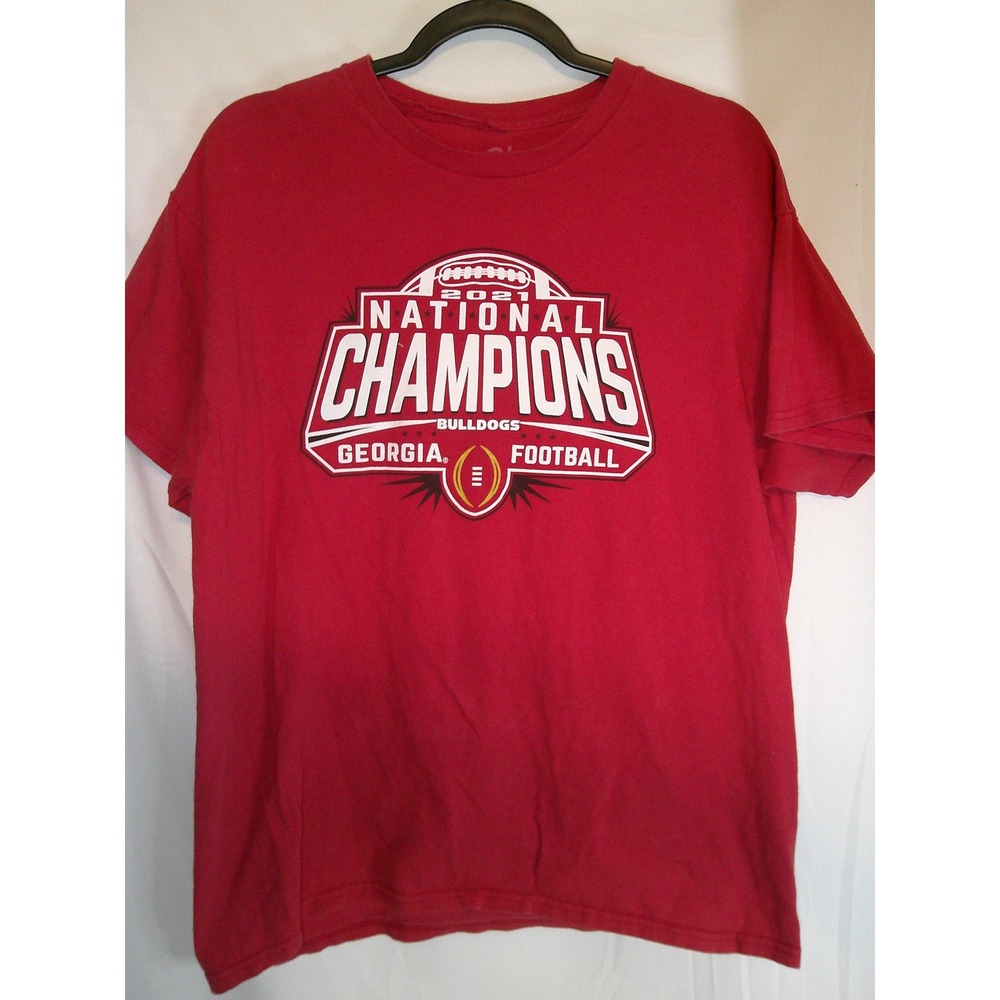 Georgia Bulldogs 2021 National Champions Football T Shirt Red Men's Large